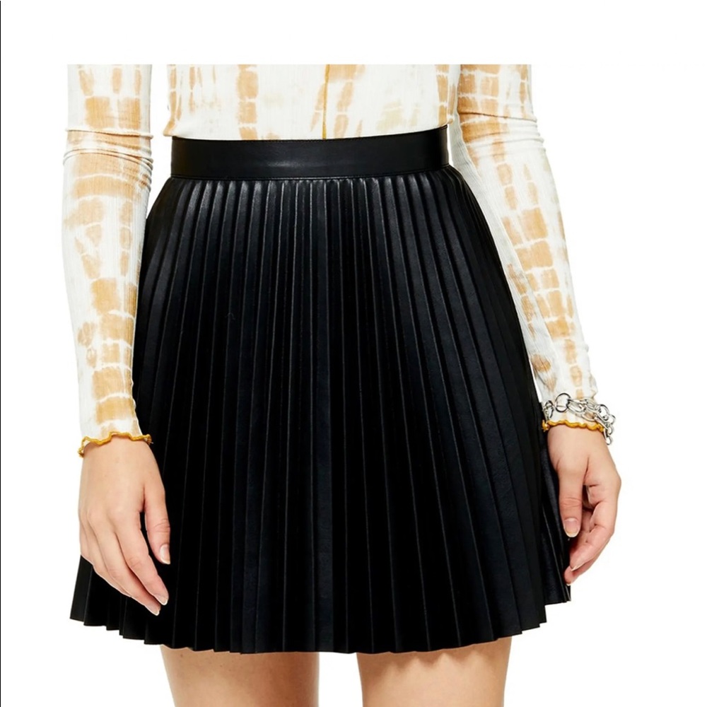Topshop Pleated Faux Leather Miniskirt